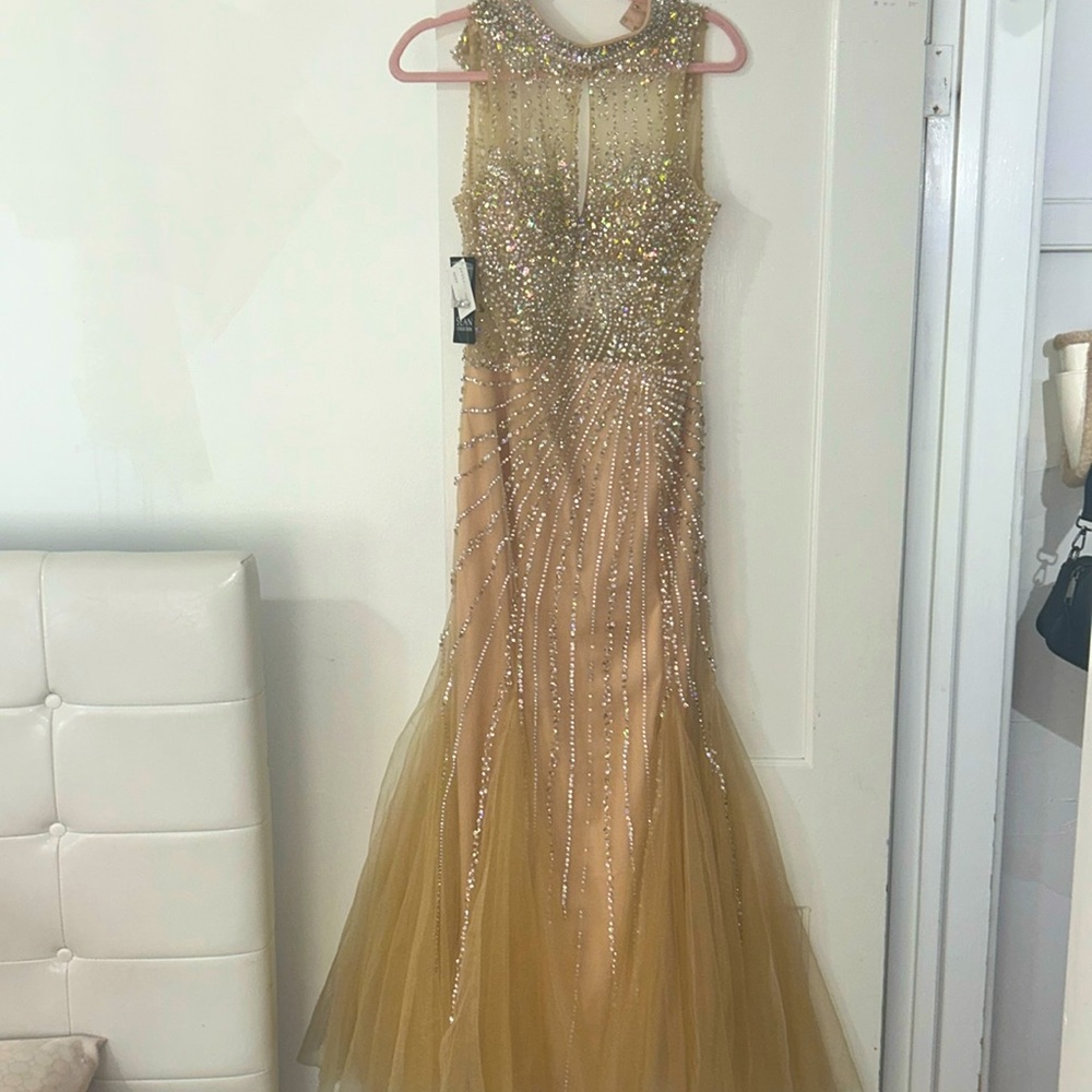 SEAN COLLECTION 50944 ALLOVER BEADED ILLUSION GOWN- Discontinued